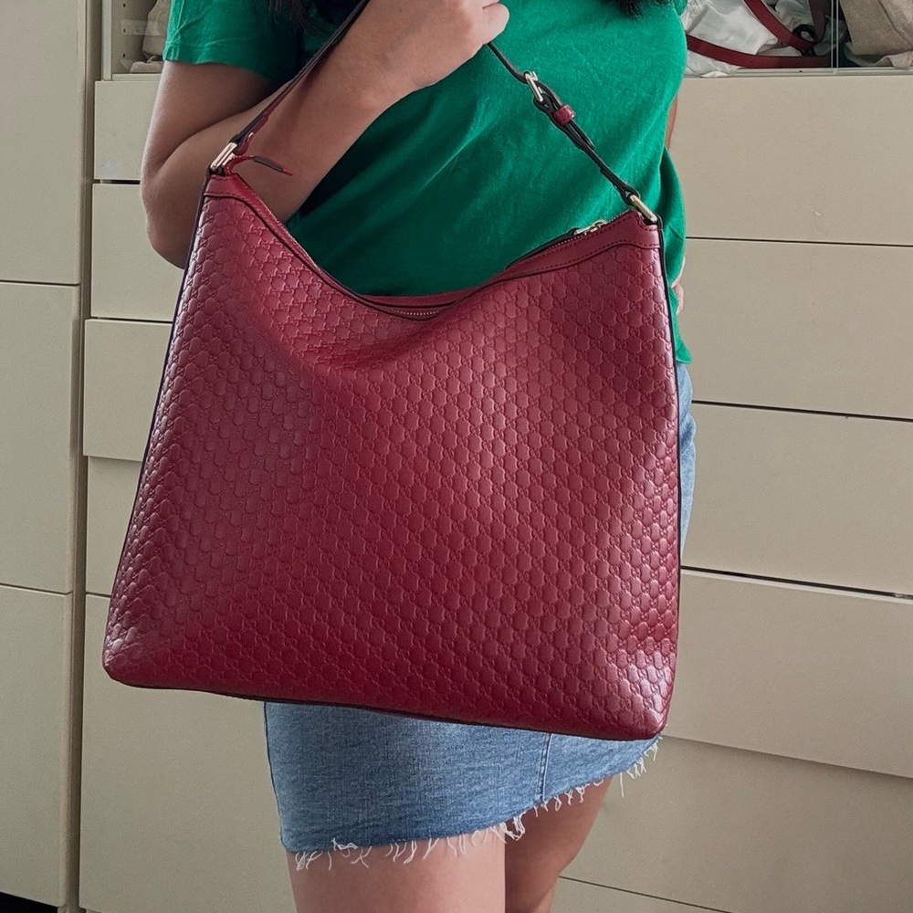 Gucci pre owned Microguccissima dark red  hobo